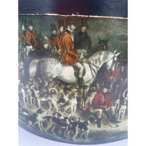 Victorian Caxton Hats Decorative Hat Box Equestrian Hunt Scene Horses